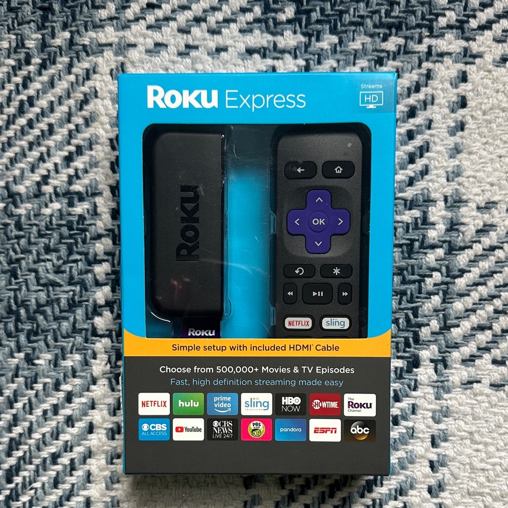 Roku Express HD Streaming Device with Black and Purple Remote